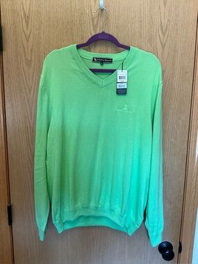 NWT $80 Pebble Beach Sweater v-neck lime green GOLF men’s XL SOFT PIMA COTTON